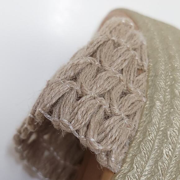 RZX Wedge Sandal Size 39 Boho Faux Espadrille Super Lightweight Summer Shoe Gold - Picture 9 of 14